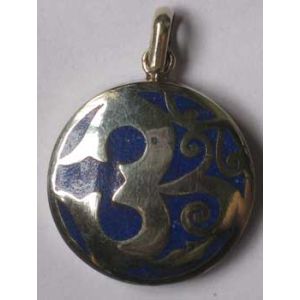 Hindu and  Buddhism Om Lapis pendant 