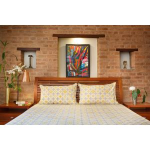 Handmade Yellow Turkish Pattern Cotton Bedsheet