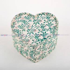 Green Floral Design Heart Shaped Box