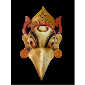 Handmade Wooden Mask Of Garudha, Painted White