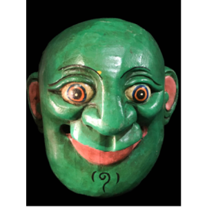 Handmade Wooden Mask Of Joker, Painted Green