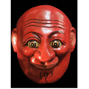 Handmade Wooden Mask Of Joker, Painted Red