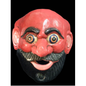 Handmade Wooden Mask Of Joker (Beard), Painted Red