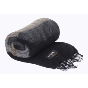 Yak Wool Shawl Stripe Black Color