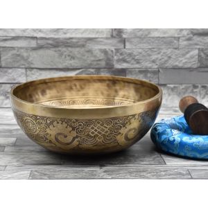 10" Mantra Carved Singing Bowl Yoga Set Bowl