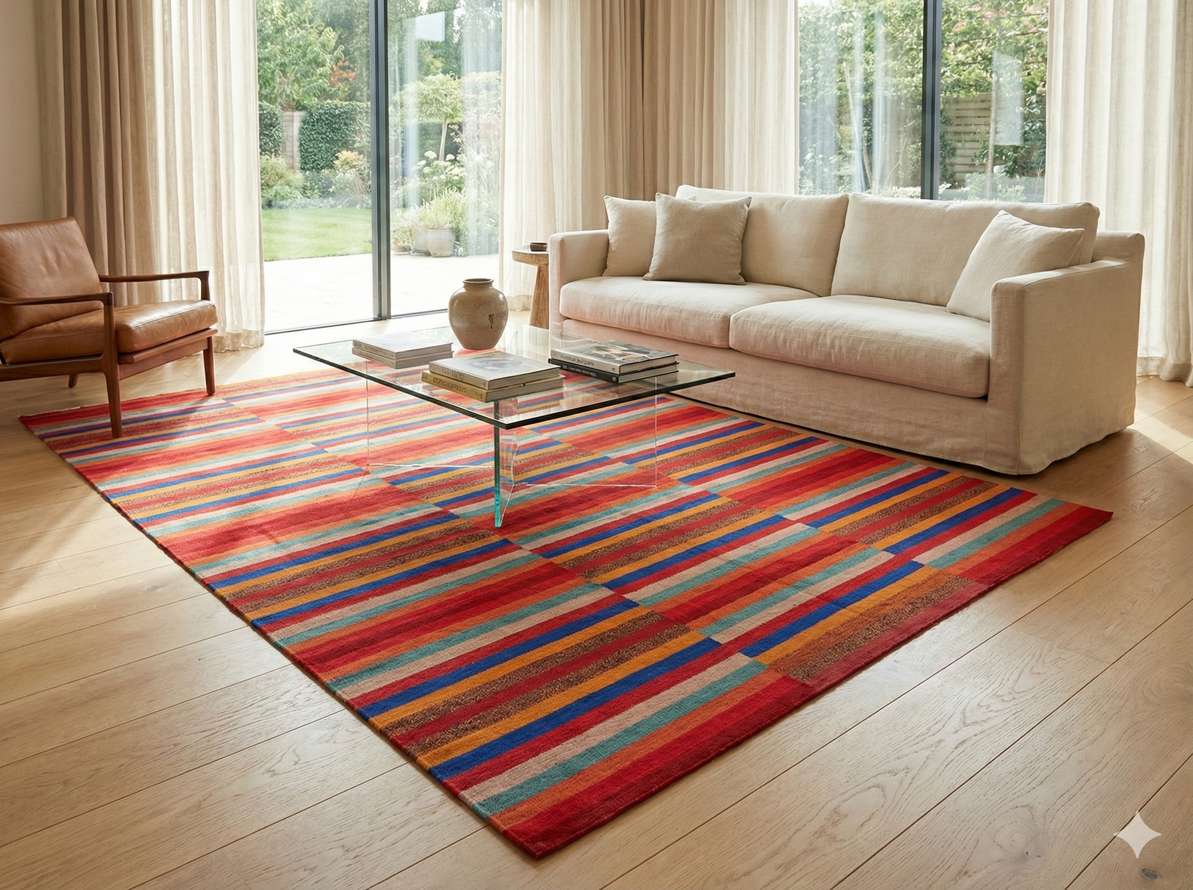 Multicolor Traditional Nepali Area Rug, 60-Knot Hand-Knotted Wool & Cotton Carpet, 172x239 cm