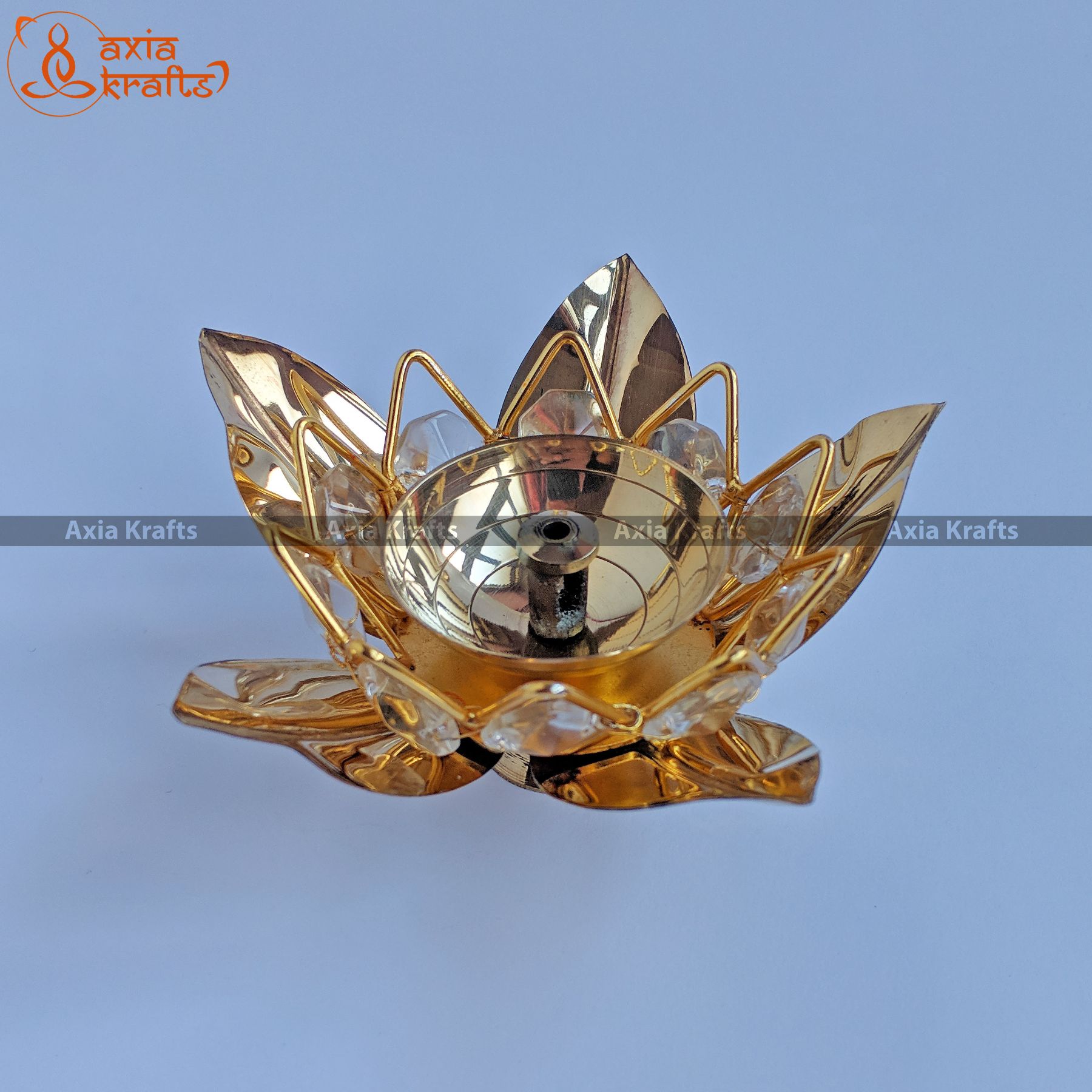 Brass Lotus Diamond Lamp 10 ml | Oil Lamp | Axia Krafts