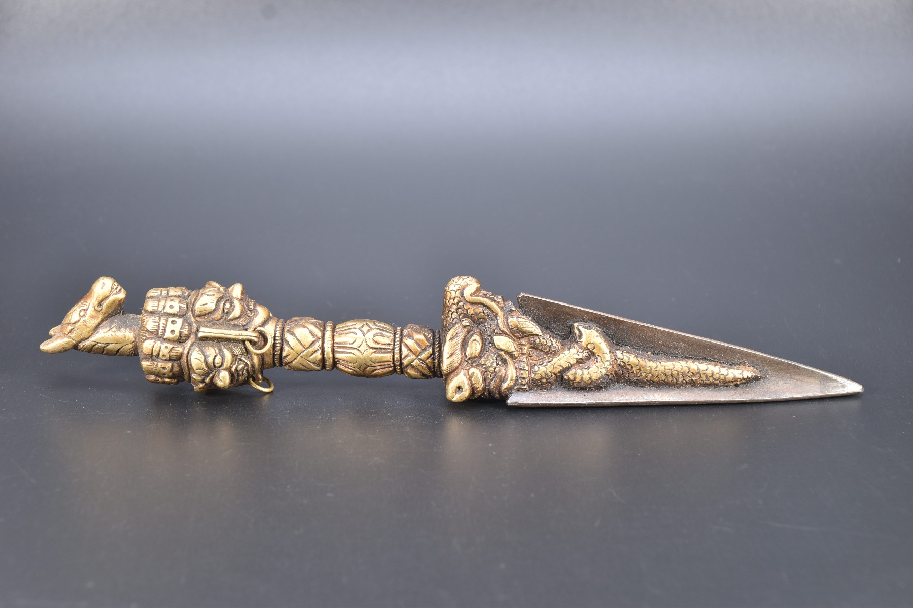 Rare 9" Antique Tibetan Thunderbolt Buddhist Shaman Mahakala Phurwa Phurba Amulet Dagger