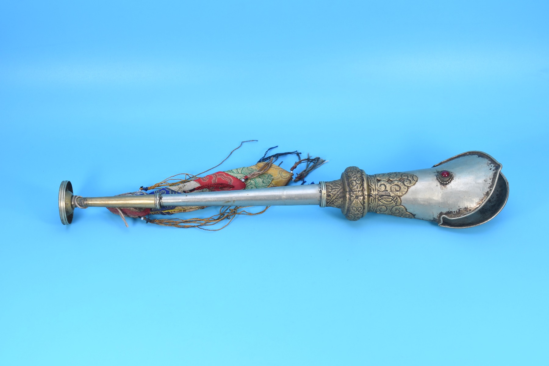 Tibetan rare Trumpet Tantrik Ritual Antique Kangling Turquoise Handmade horn