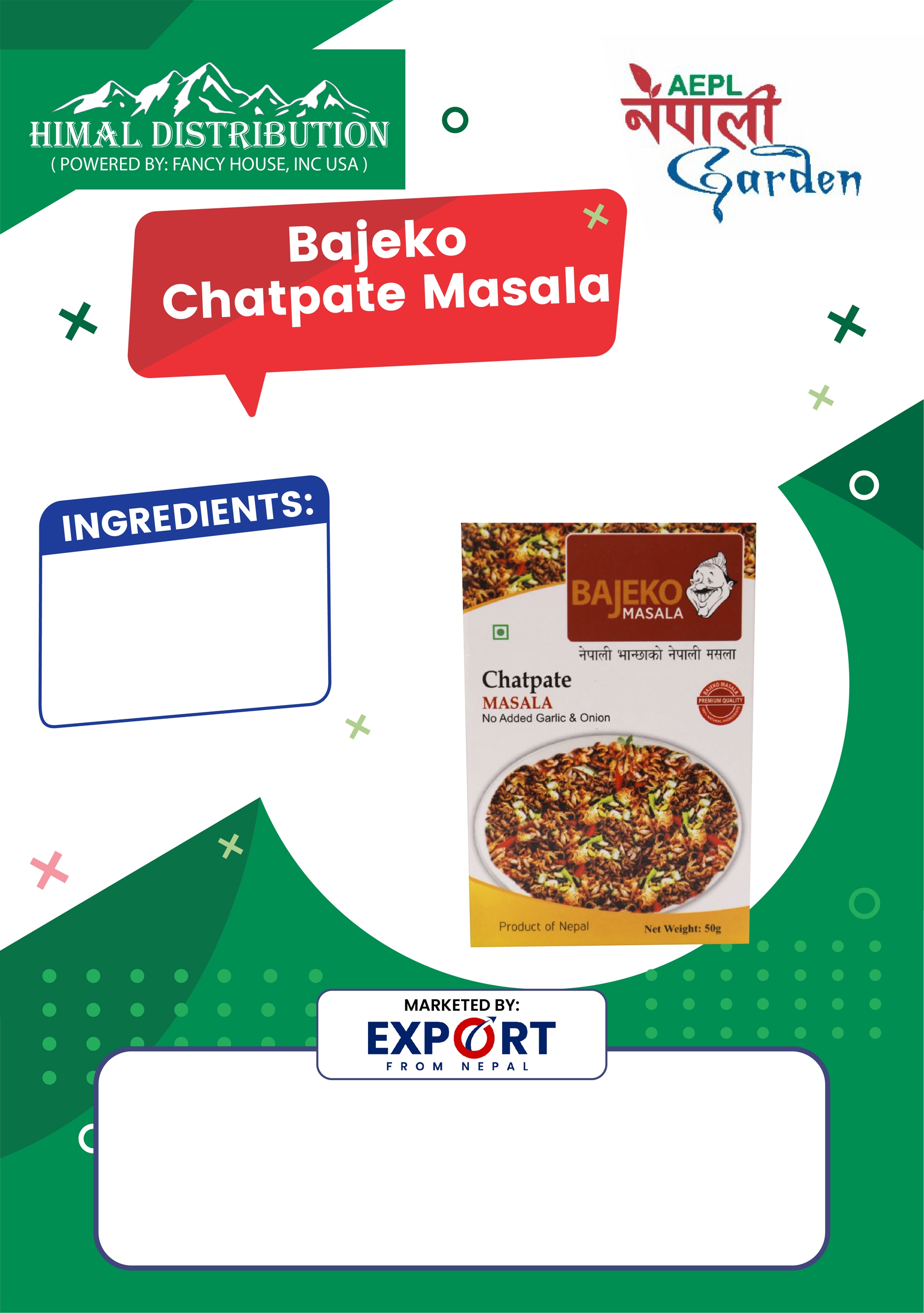 Bajeko Chatpate Masala (200 Packets)