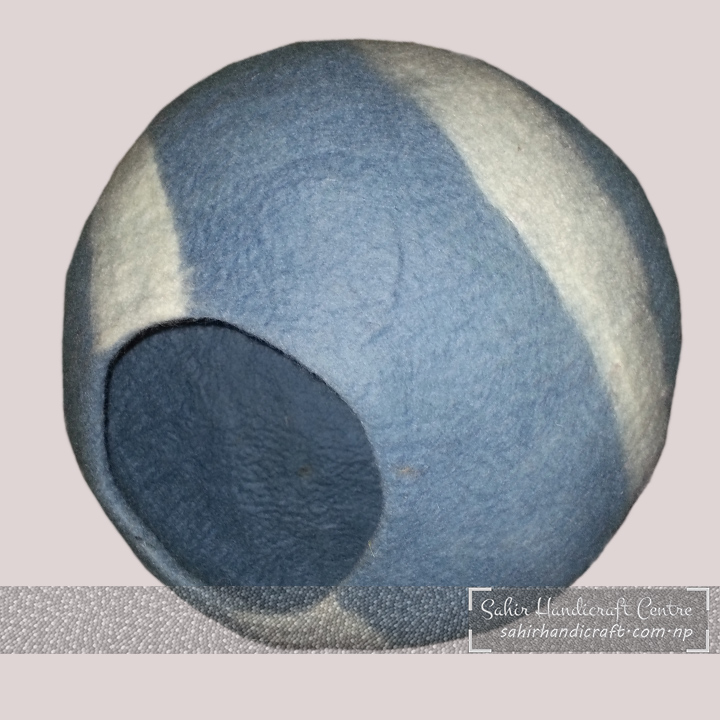 Blue and White Striped Cat Cave
