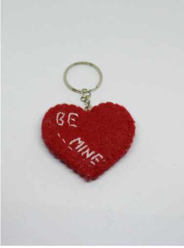 Felted Wool Heart Shape Key Ring (Key chain)