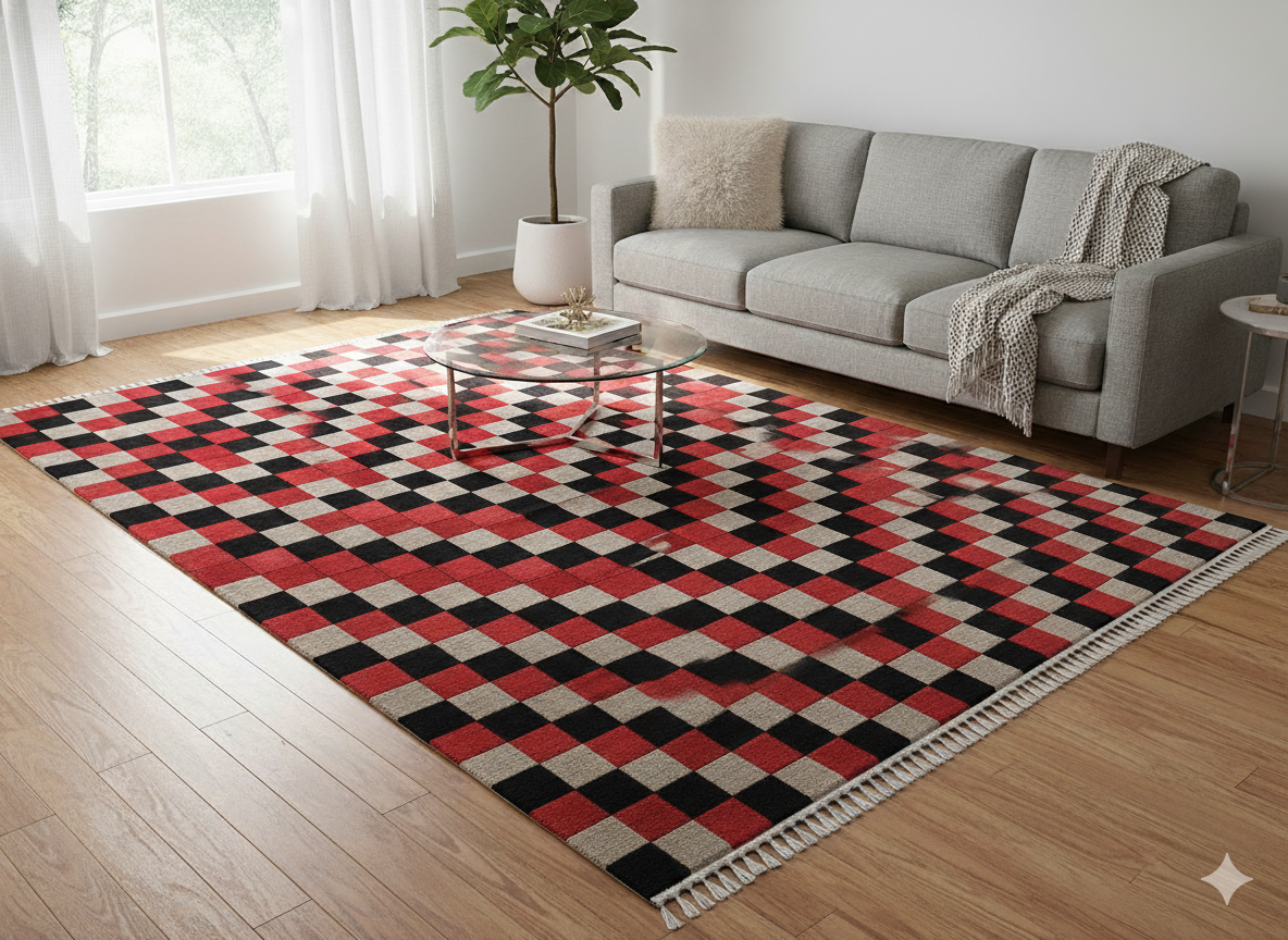 Modern Red Nepali Hand-Knotted Wool Carpet - 5.58 x 7.87 ft