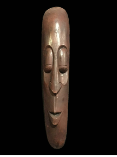 Handmade Wooden Mask Of Long Face Somalian, Painted Brown
