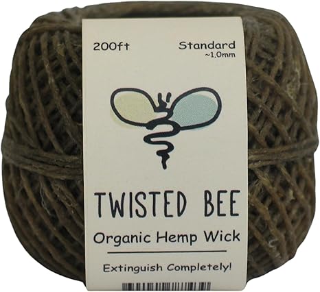 100% Organic Hemp Wick with Natural Beeswax Coating, Twisted Bee (200ft x Standard Size) - Wholesale Box of 90