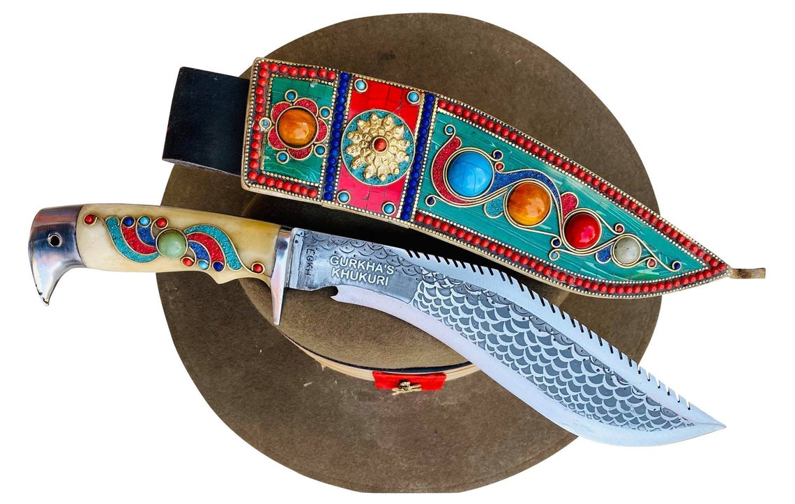 10" Dragon Stone Setting Khukuri-Traditional Hand Made Gurkha Kukri