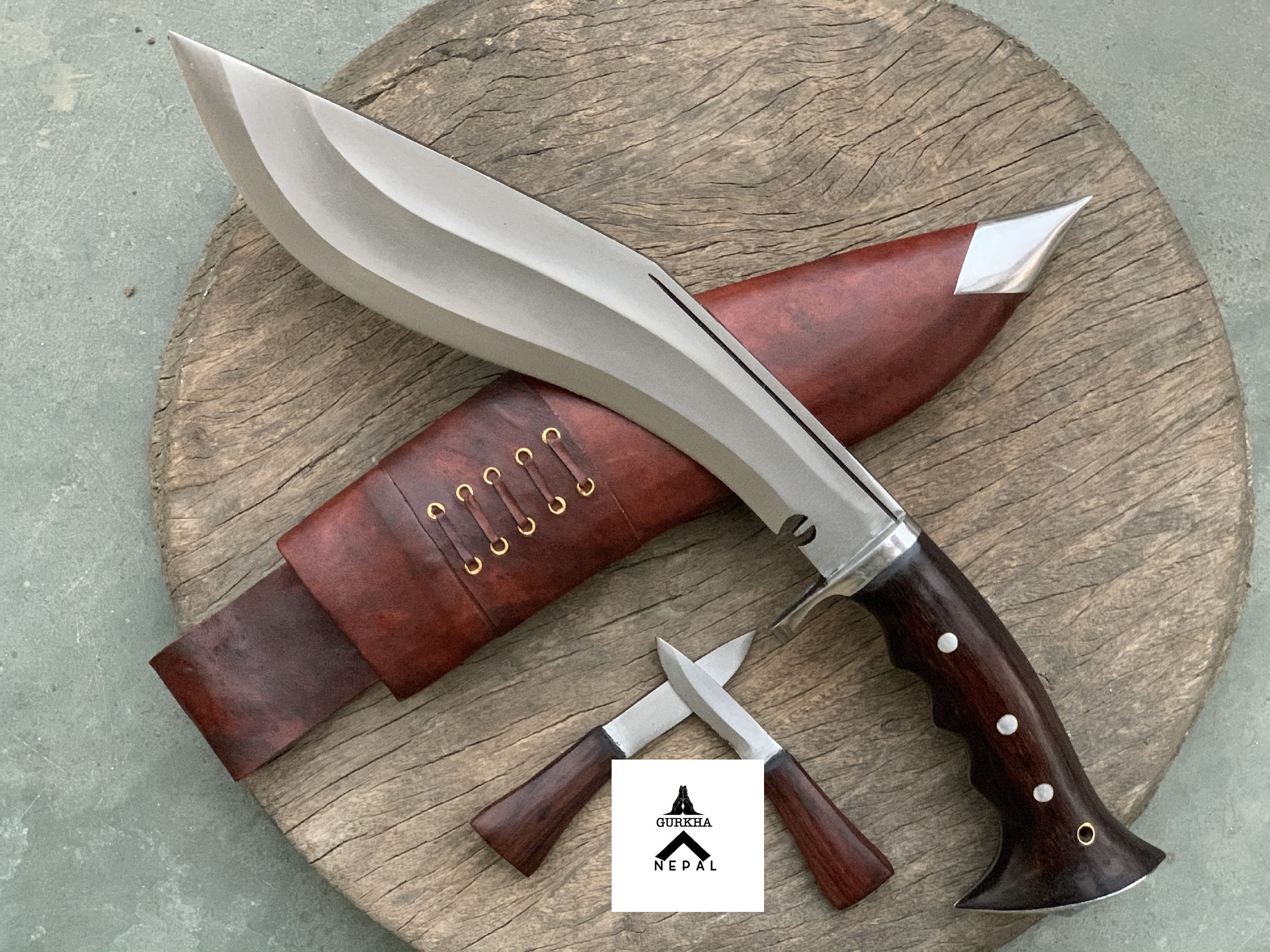 Gurkha Nepal Hand Forged 2 Fuller Iraqi Khukuri Gripper Blocker Handle 10 Inched Full Tang Blade
