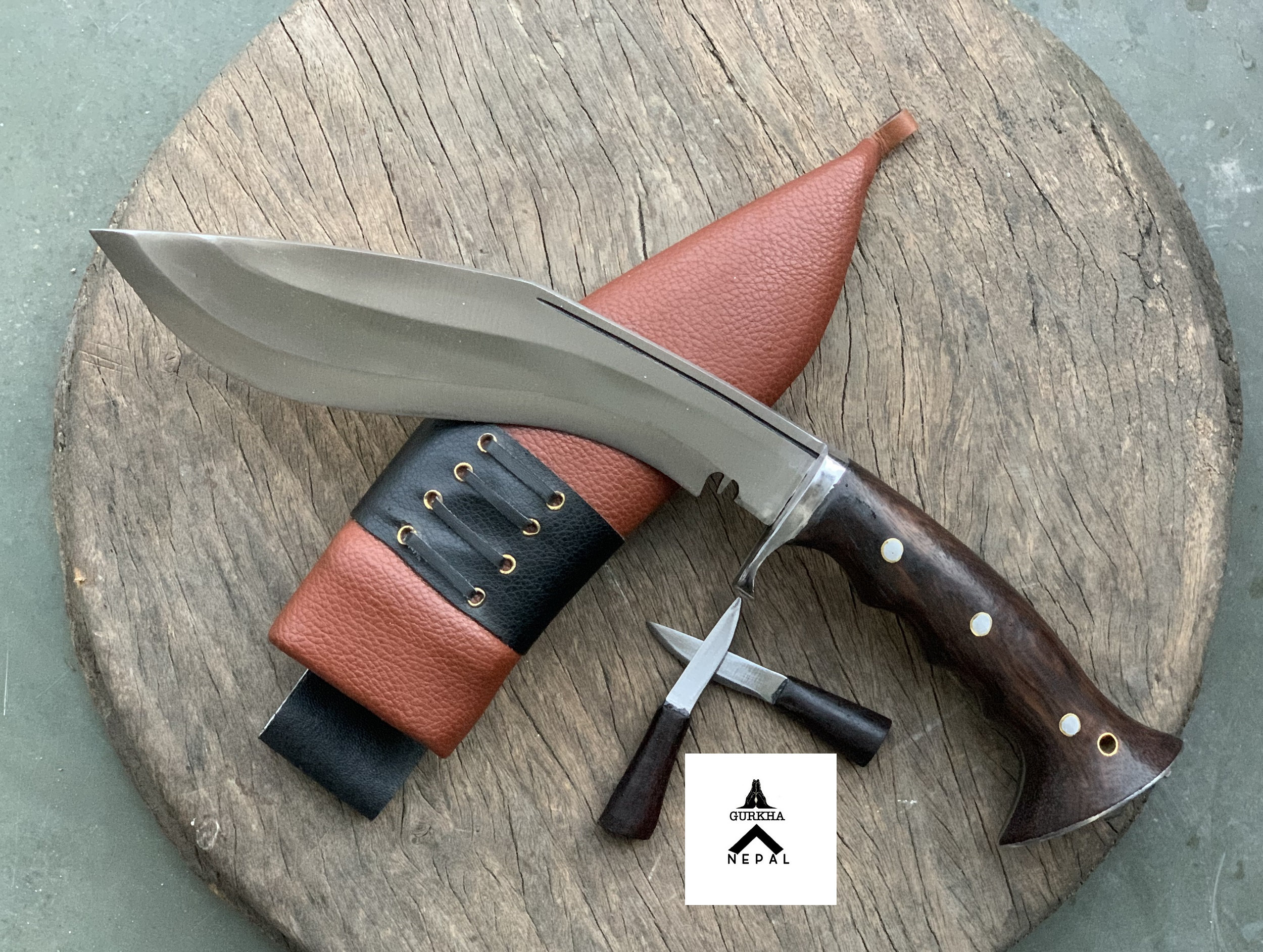 Gurkha Nepal Hand-Forged 2 Fuller Iraqi Guard Khukuri 8 Inched Full Tang Blade
