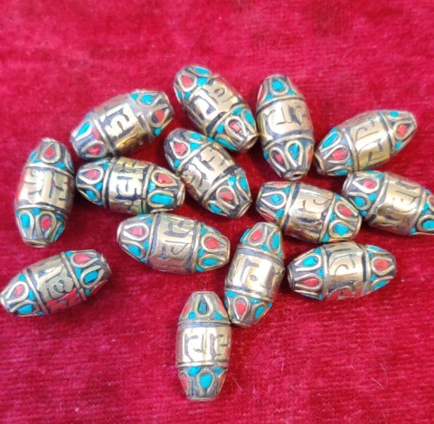 Stone Inlayed Metal jewelry Beads