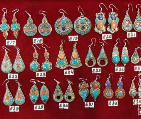 Stone Crafted Metal Earrings with Fishhook Closure