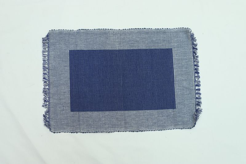 100% Pure Cotton Linen Dining Mats 17" x 12"(Blue & White)