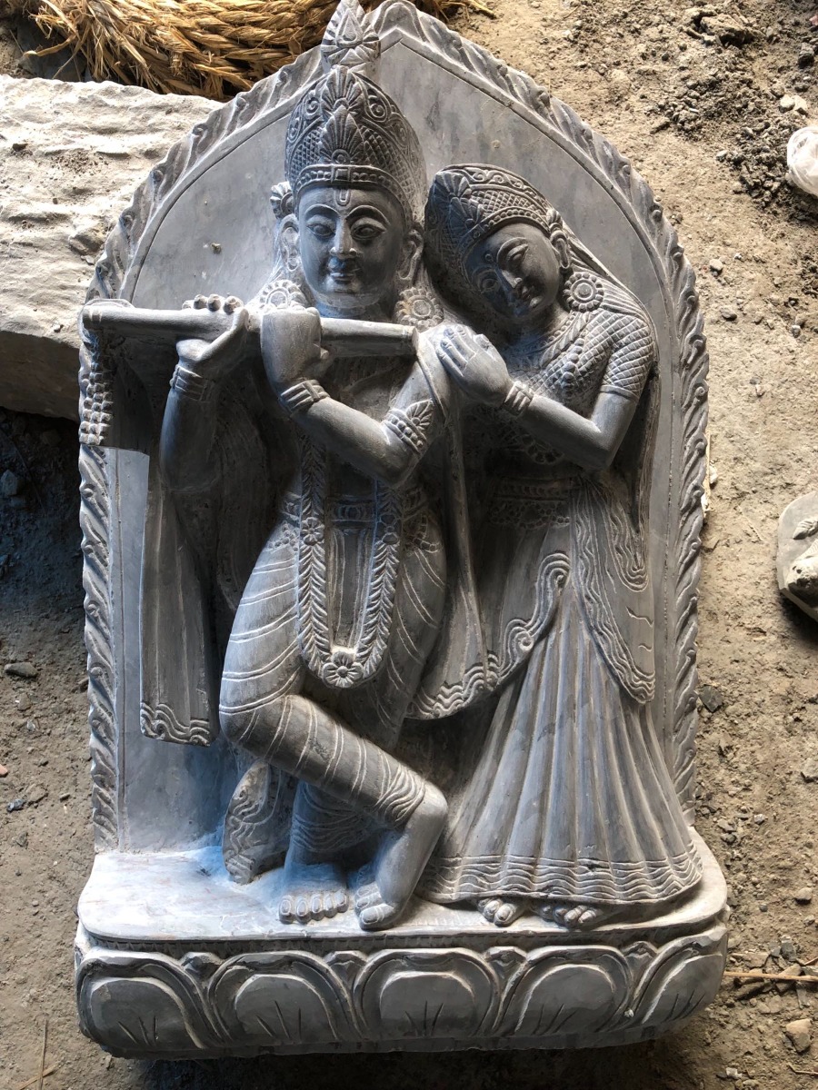 Stone Carved Radha Krishna 