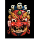 Handmade Wooden Mini Mask Of Mahakala, Painted Red