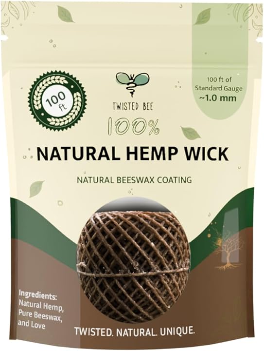 100% Natural Hemp Wick with Natural Beeswax Coating, Twisted Bee (100ft x Standard Size) - Wholesale Box of 100