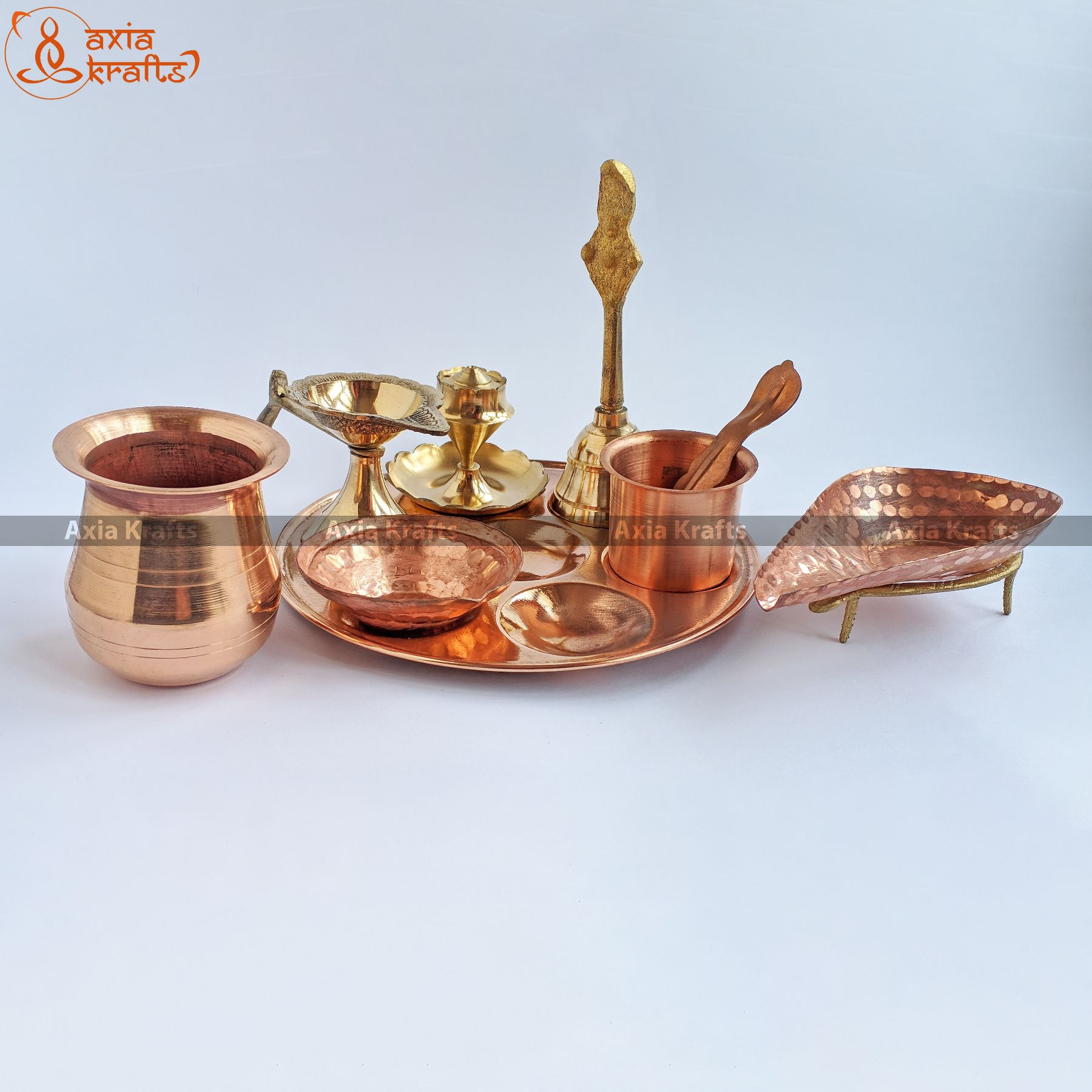 Brass Copper Puja Set All in One Complete Combo ( Medium ) | Pooja items | Axia Krafts