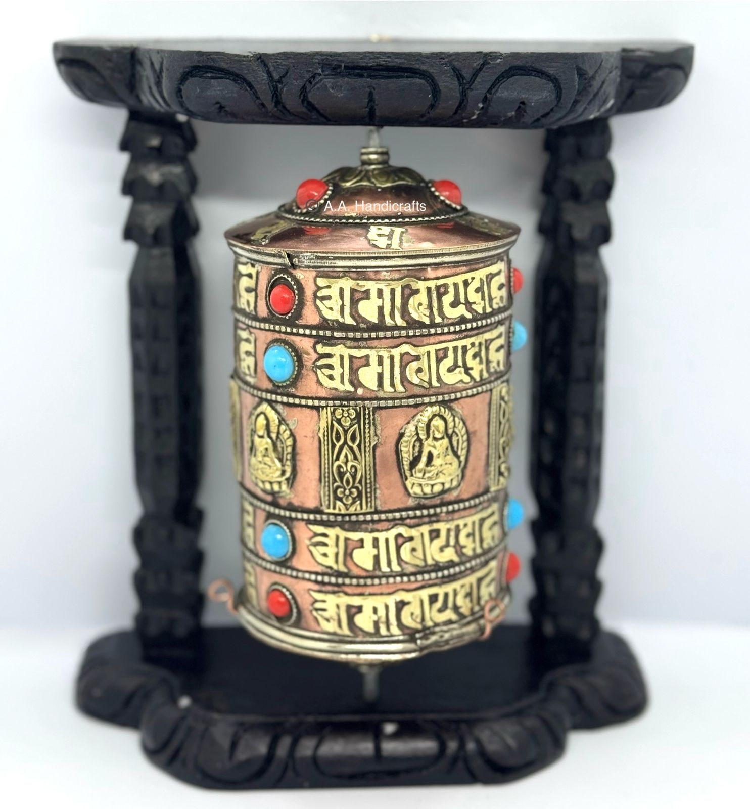Wall Hanging Buddhist prayer wheels | Mane with stone 