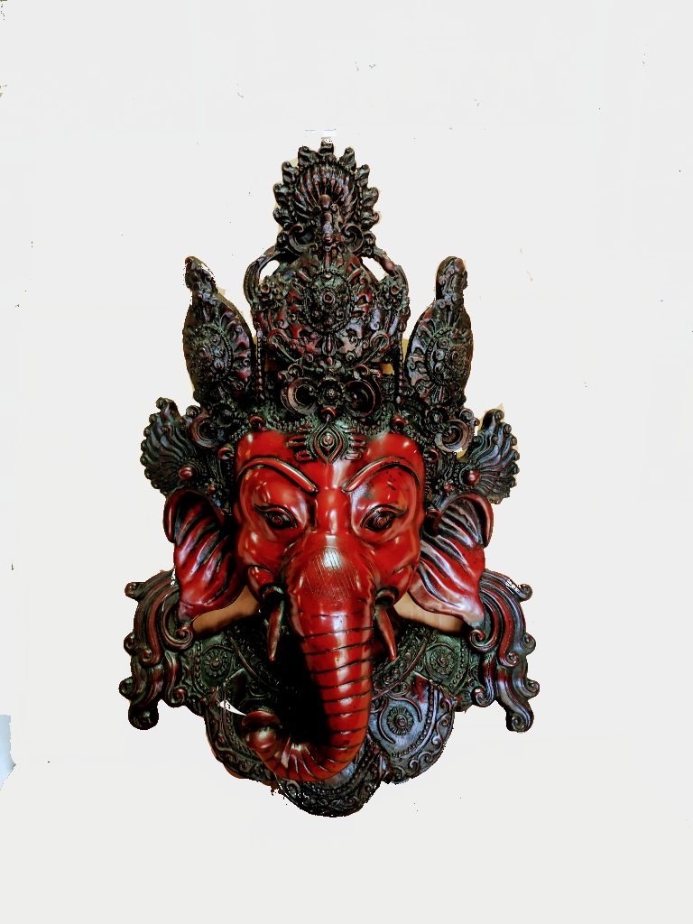 Big Red Resin Ganesh Mask 1 Foot 