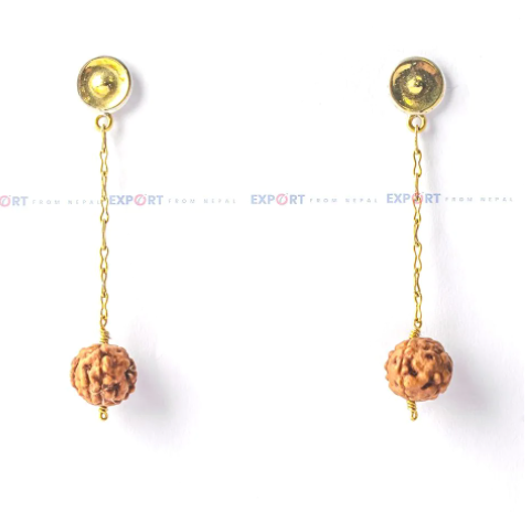 5 Mukhi Rudraksh Single Bead Brass & silver combined Earring