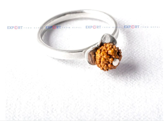 5 Mukhi Rudraksh Single Bead Rose Patel Design Ring