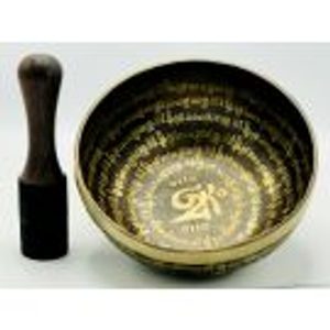 9 Inch Full Mantra Singing Bowl-Tibetan Mantra Bowl-Tibetan Full Mantra Singing Bowl-Deep Sound Healing Bowls-Yoga and Meditation Bowl come with cushion, mallet and striker — image 1