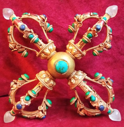 Gold Plated Copper Viswa Bajra with Stones