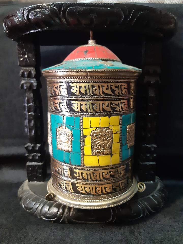 wooden prayer wheel