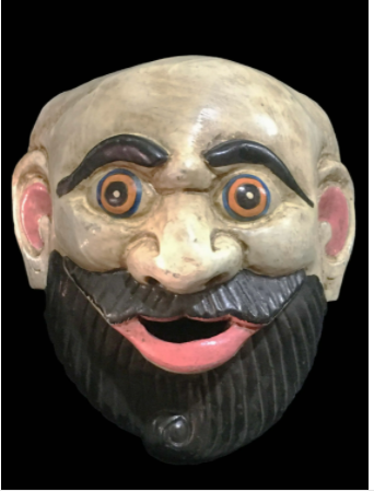 Handmade Wooden Mask Of Joker (Beard), Painted White