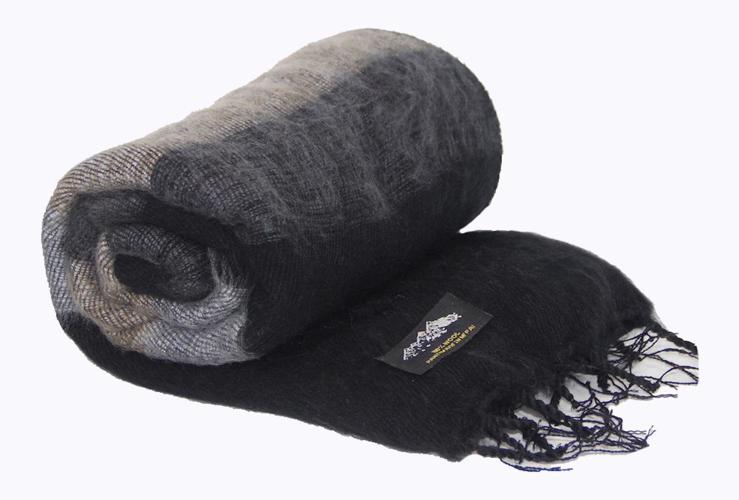 Yak Wool Shawl Stripe Black Color